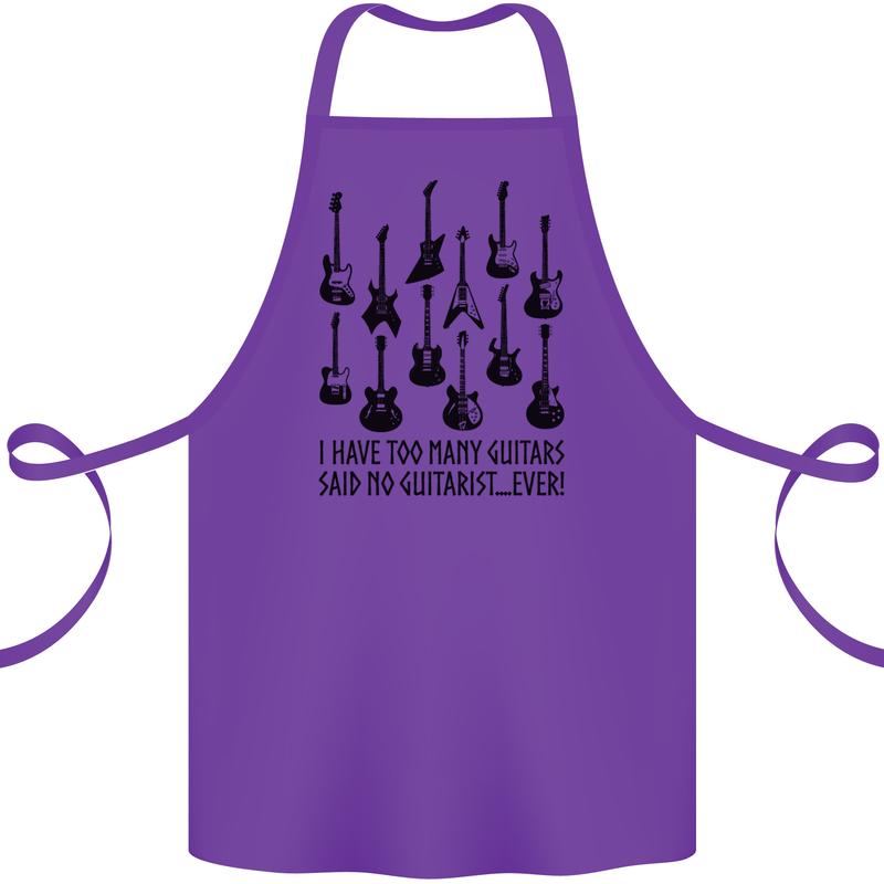 I Have Too Many Guitars Funny Guitarist Cotton Apron 100% Organic Purple