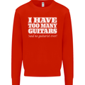 I Have Too Many Guitars Funny Guitarist Kids Sweatshirt Jumper Bright Red