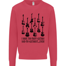 I Have Too Many Guitars Funny Guitarist Kids Sweatshirt Jumper Heliconia