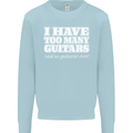 I Have Too Many Guitars Funny Guitarist Kids Sweatshirt Jumper Light Blue