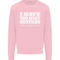 I Have Too Many Guitars Funny Guitarist Kids Sweatshirt Jumper Light Pink