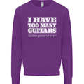 I Have Too Many Guitars Funny Guitarist Kids Sweatshirt Jumper Purple