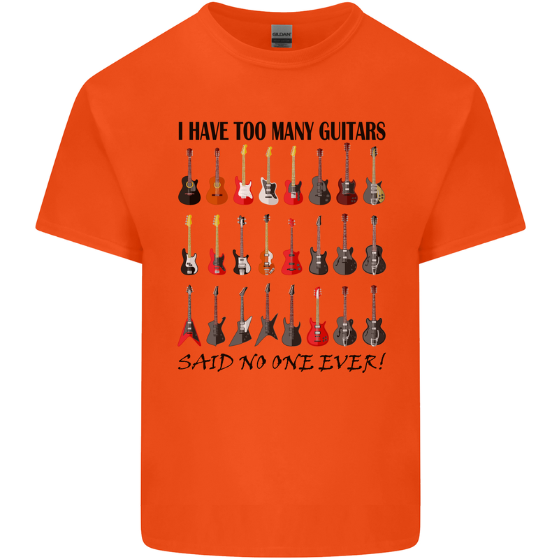 I Have Too Many Guitars Funny Guitarist Kids T-Shirt Childrens Orange