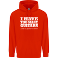 I Have Too Many Guitars Funny Guitarist Mens 80% Cotton Hoodie Bright Red