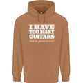 I Have Too Many Guitars Funny Guitarist Mens 80% Cotton Hoodie Caramel Latte