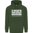 I Have Too Many Guitars Funny Guitarist Mens 80% Cotton Hoodie Forest Green
