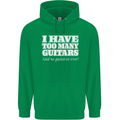 I Have Too Many Guitars Funny Guitarist Mens 80% Cotton Hoodie Irish Green