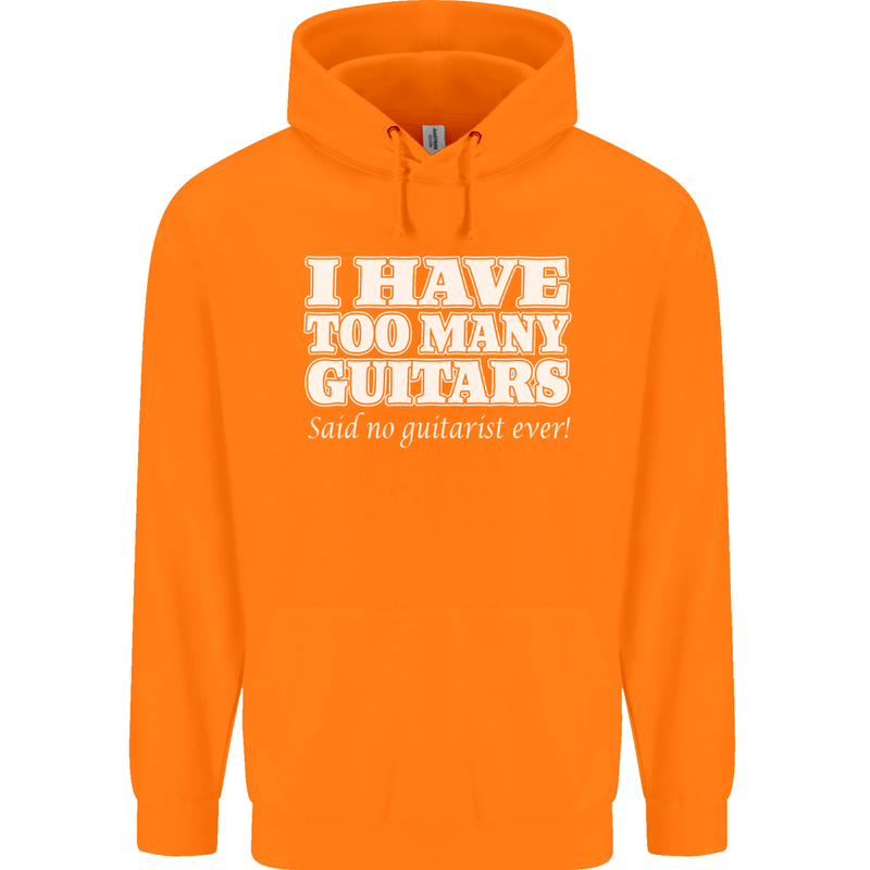 I Have Too Many Guitars Funny Guitarist Mens 80% Cotton Hoodie Orange