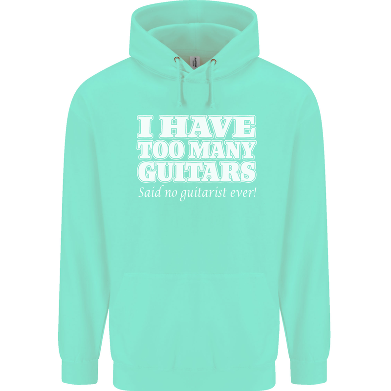 I Have Too Many Guitars Funny Guitarist Mens 80% Cotton Hoodie Peppermint