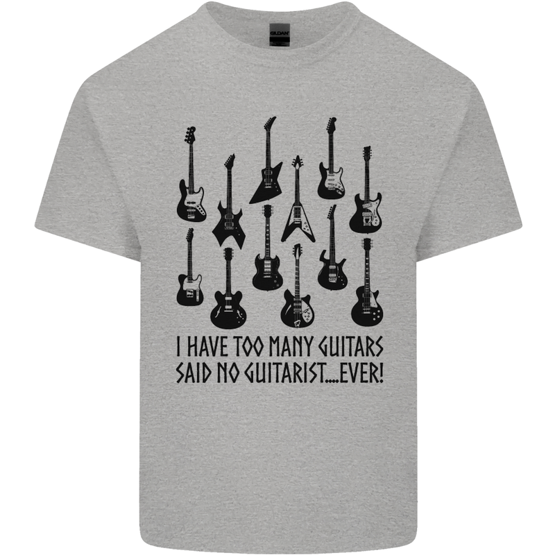 I Have Too Many Guitars Funny Guitarist Mens Cotton T-Shirt Tee Top Sports Grey