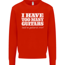 I Have Too Many Guitars Funny Guitarist Mens Sweatshirt Jumper Bright Red