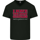 I Have Too Many Guitars Funny Guitarist Mens V-Neck Cotton T-Shirt Black