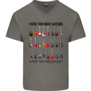 I Have Too Many Guitars Funny Guitarist Mens V-Neck Cotton T-Shirt Charcoal