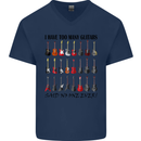 I Have Too Many Guitars Funny Guitarist Mens V-Neck Cotton T-Shirt Navy Blue