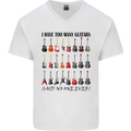 I Have Too Many Guitars Funny Guitarist Mens V-Neck Cotton T-Shirt White