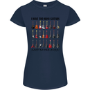I Have Too Many Guitars Funny Guitarist Womens Petite Cut T-Shirt Navy Blue