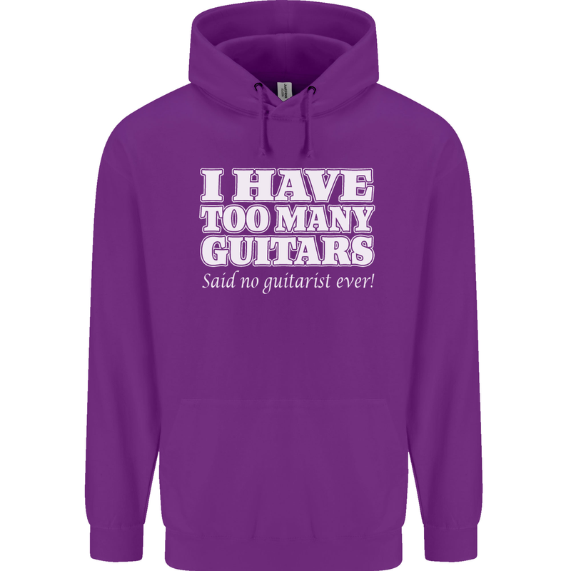 I Have Too Many Guitars Said No Guitarist Ever Mens 80% Cotton Hoodie Purple