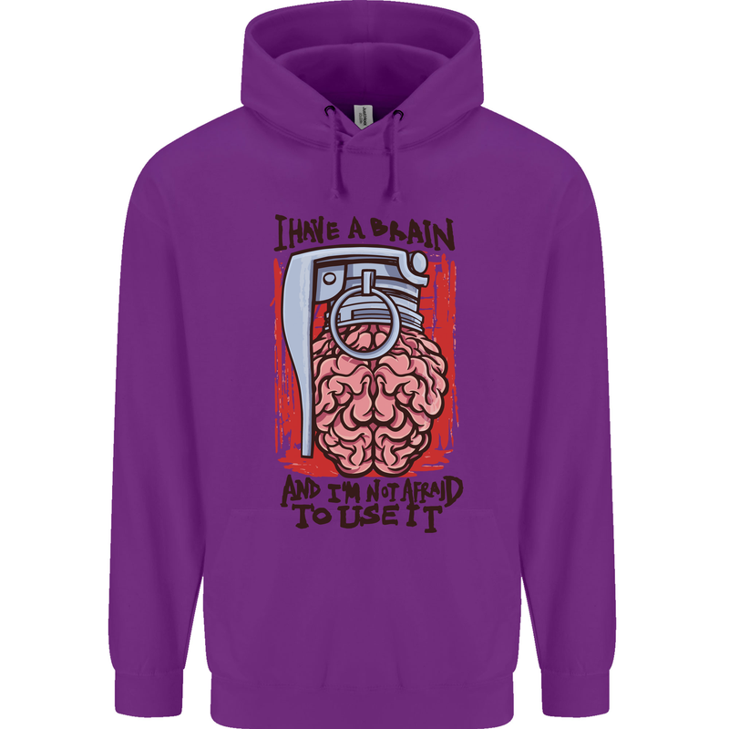 I Have a Brain and I'm Prepared to Use It Mens 80% Cotton Hoodie Purple