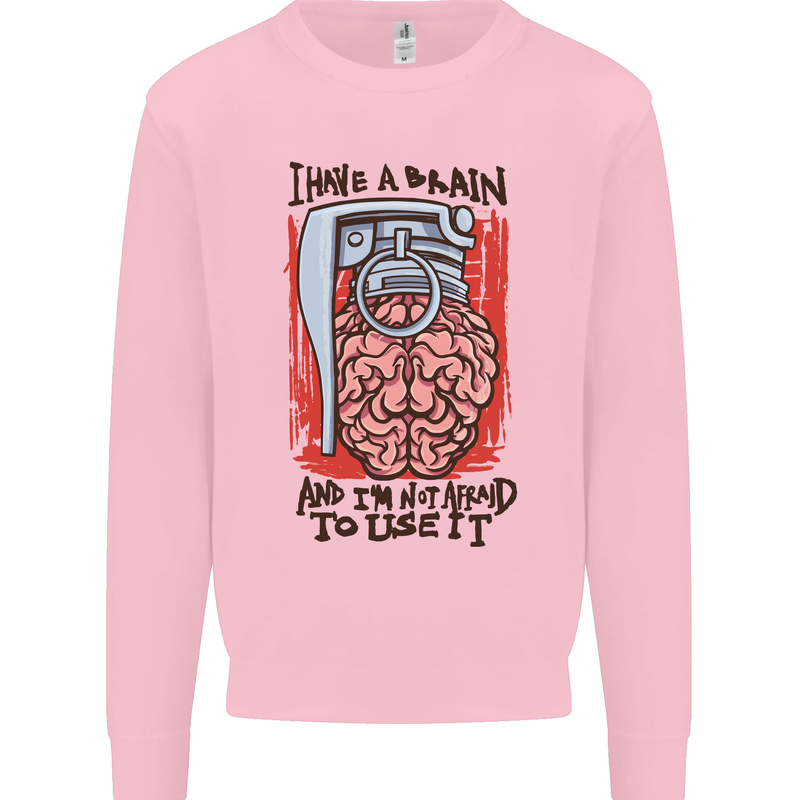 I Have a Brain and I'm Prepared to Use It Mens Sweatshirt Jumper Light Pink