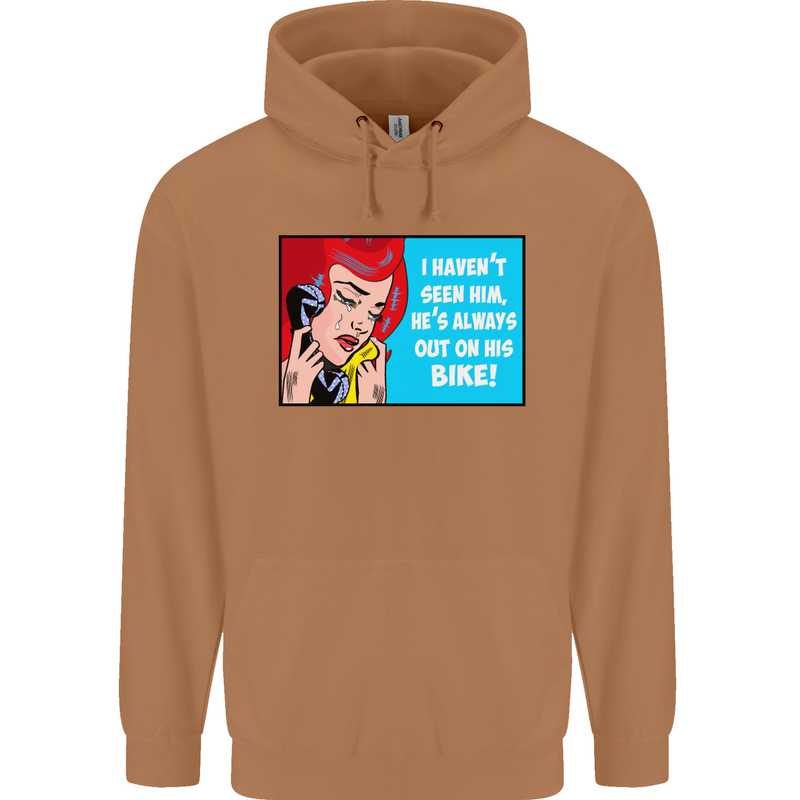 I Haven't Seen Him Biker Funny Motorcycle Mens 80% Cotton Hoodie Caramel Latte