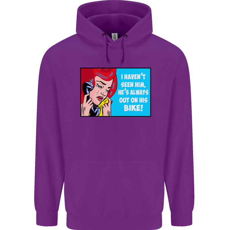 I Haven't Seen Him Biker Funny Motorcycle Mens 80% Cotton Hoodie Purple