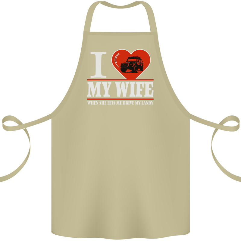 I Heart My Wife 4x4 Cotton Apron 100% Organic Khaki