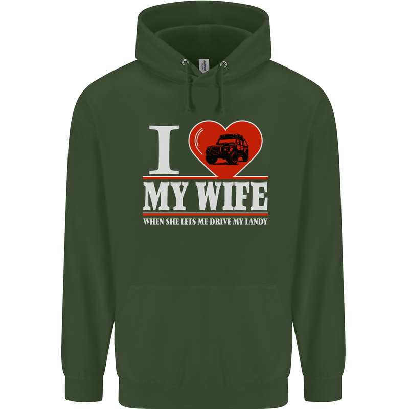 I Heart My Wife 4x4 Mens 80% Cotton Hoodie Forest Green