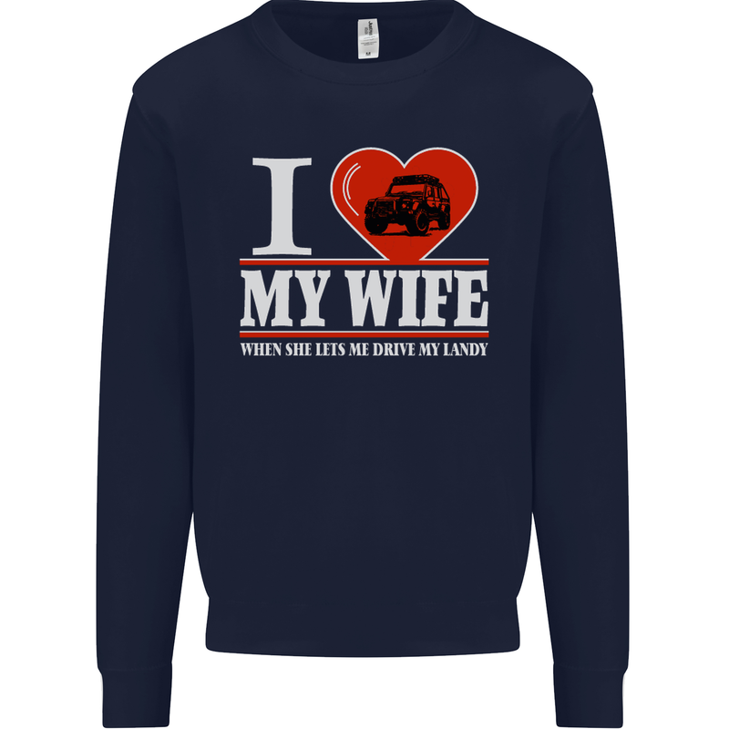 I Heart My Wife 4x4 Mens Sweatshirt Jumper Navy Blue