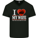 I Heart My Wife 4x4 Mens V-Neck Cotton T-Shirt Black