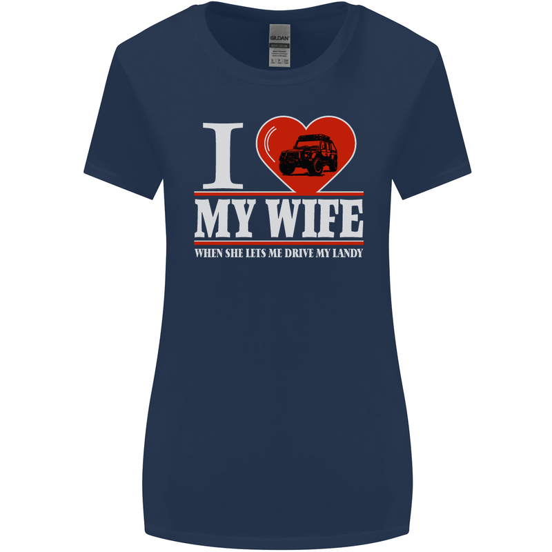 I Heart My Wife 4x4 Womens Wider Cut T-Shirt Navy Blue