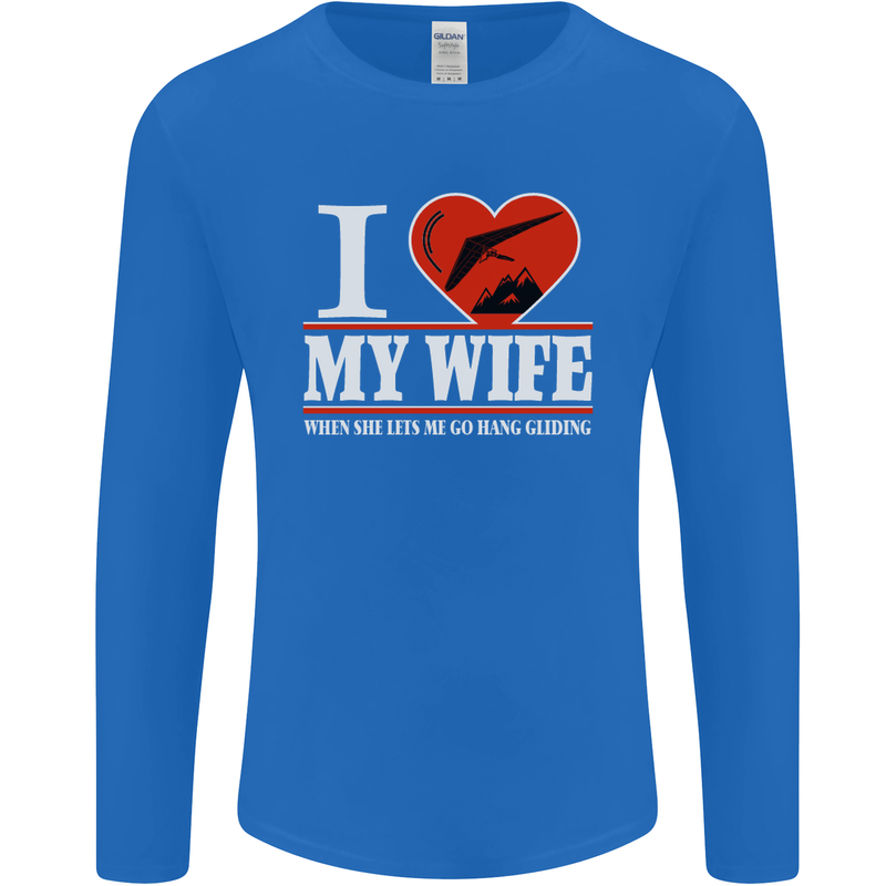 I Heart My Wife Hang Gliding Hang Glider Mens Long Sleeve T-Shirt Royal Blue
