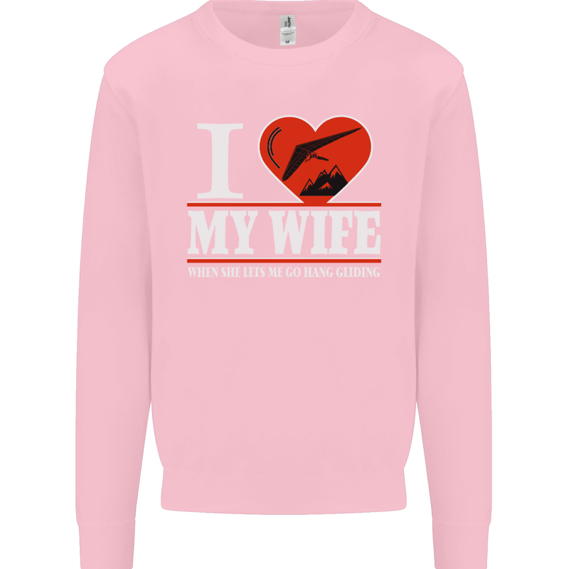 I Heart My Wife Hang Gliding Hang Glider Mens Sweatshirt Jumper Light Pink