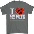 I Heart My Wife Hang Gliding Hang Glider Mens T-Shirt Cotton Gildan Charcoal