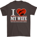 I Heart My Wife Hang Gliding Hang Glider Mens T-Shirt Cotton Gildan Dark Chocolate