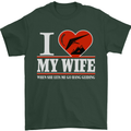 I Heart My Wife Hang Gliding Hang Glider Mens T-Shirt Cotton Gildan Forest Green
