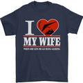 I Heart My Wife Hang Gliding Hang Glider Mens T-Shirt Cotton Gildan Navy Blue