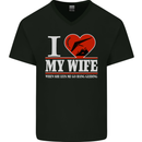 I Heart My Wife Hang Gliding Hang Glider Mens V-Neck Cotton T-Shirt Black