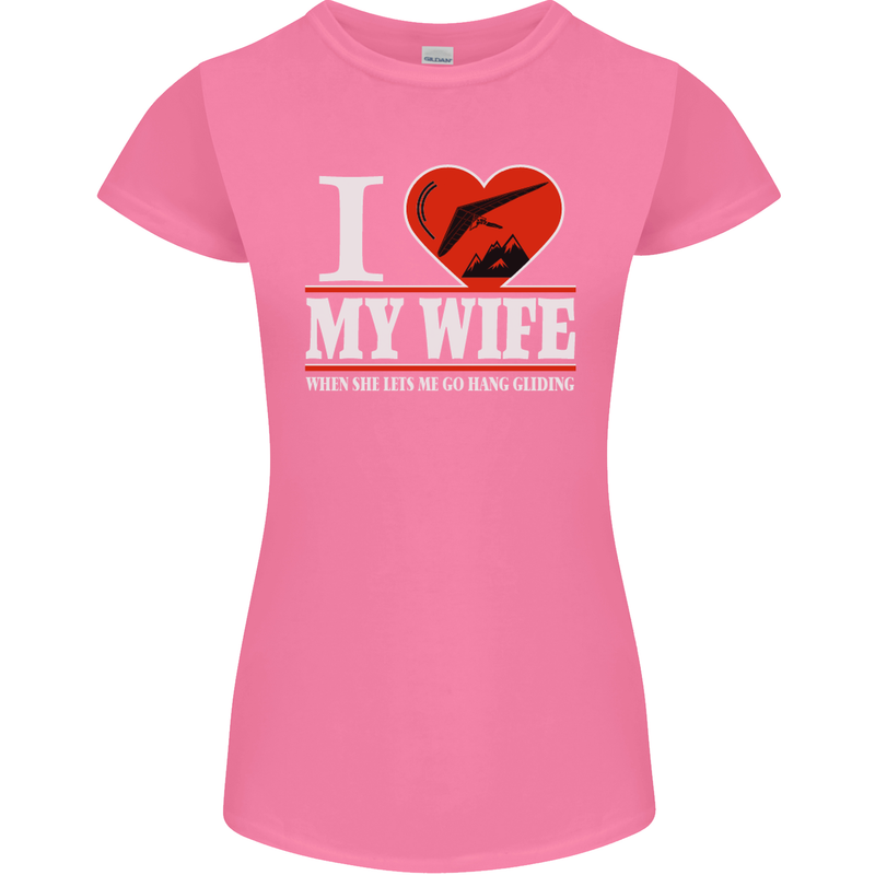 I Heart My Wife Hang Gliding Hang Glider Womens Petite Cut T-Shirt Azalea