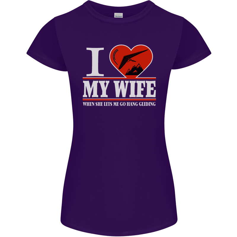 I Heart My Wife Hang Gliding Hang Glider Womens Petite Cut T-Shirt Purple