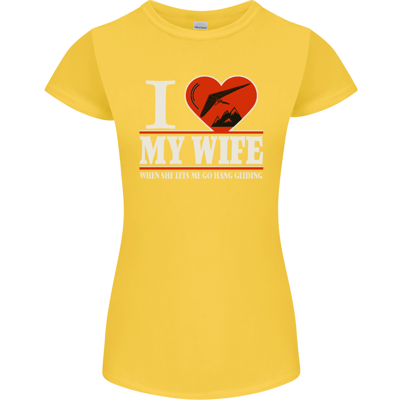 I Heart My Wife Hang Gliding Hang Glider Womens Petite Cut T-Shirt Yellow