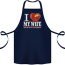 I Heart My Wife Kitesurfing Kitesurfer Cotton Apron 100% Organic Navy Blue