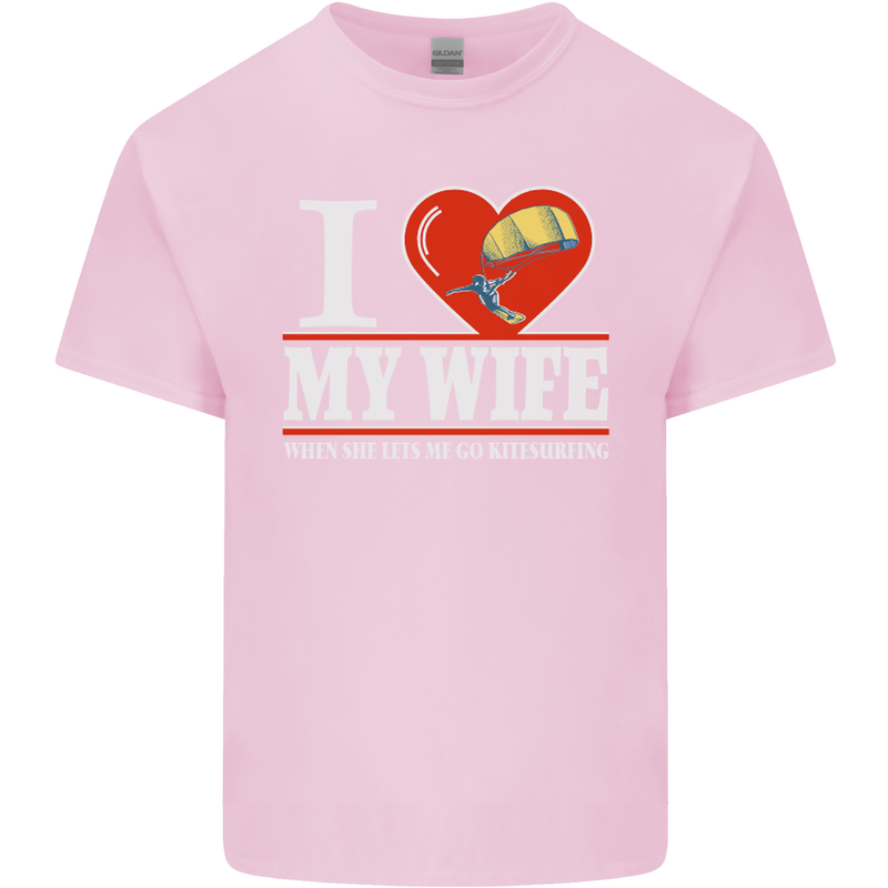 I Heart My Wife Kitesurfing Kitesurfer Mens Cotton T-Shirt Tee Top Light Pink