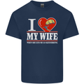 I Heart My Wife Kitesurfing Kitesurfer Mens Cotton T-Shirt Tee Top Navy Blue