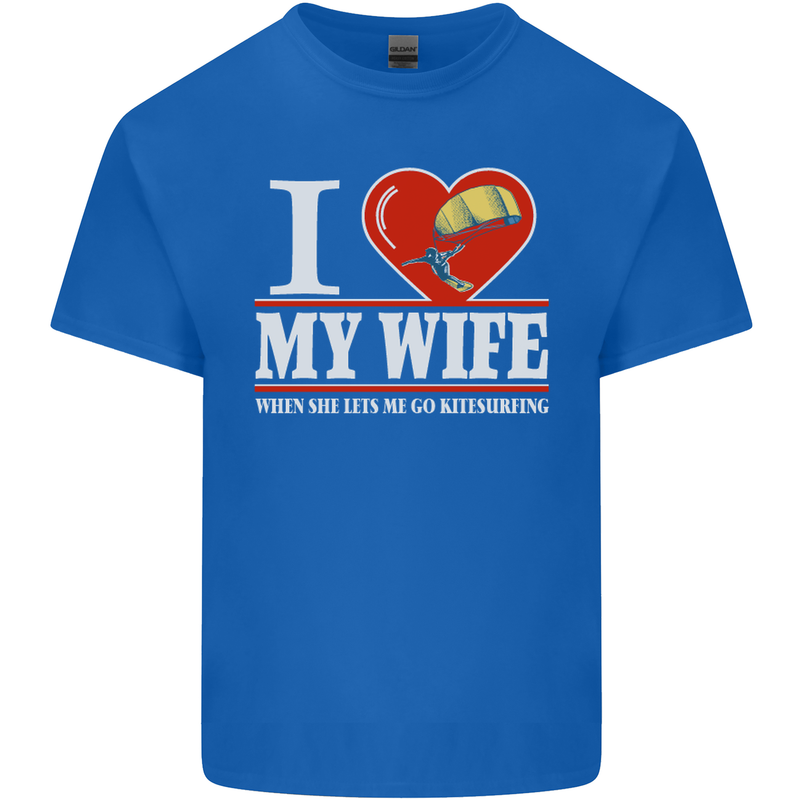 I Heart My Wife Kitesurfing Kitesurfer Mens Cotton T-Shirt Tee Top Royal Blue