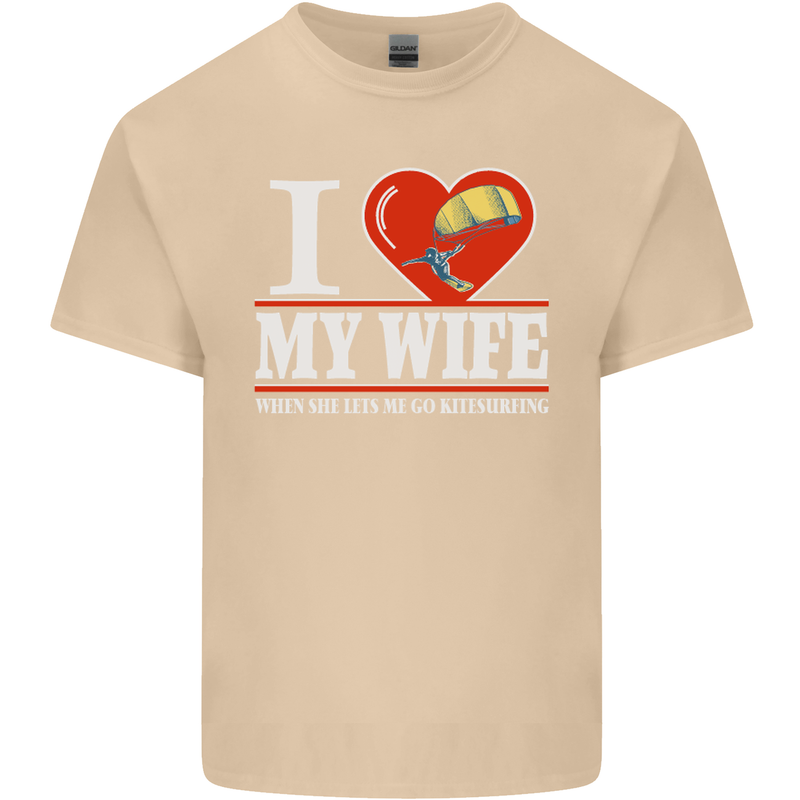 I Heart My Wife Kitesurfing Kitesurfer Mens Cotton T-Shirt Tee Top Sand