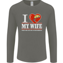 I Heart My Wife Kitesurfing Kitesurfer Mens Long Sleeve T-Shirt Charcoal