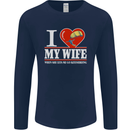 I Heart My Wife Kitesurfing Kitesurfer Mens Long Sleeve T-Shirt Navy Blue