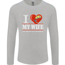 I Heart My Wife Kitesurfing Kitesurfer Mens Long Sleeve T-Shirt Sports Grey
