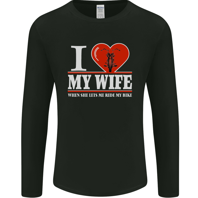 I Heart My Wife Motorbike Biker Motorcycle Mens Long Sleeve T-Shirt Black