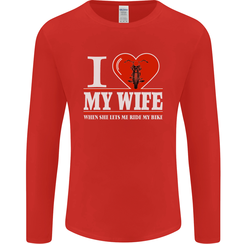 I Heart My Wife Motorbike Biker Motorcycle Mens Long Sleeve T-Shirt Red
